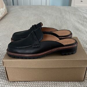 Madewell True Black Loafer Mules